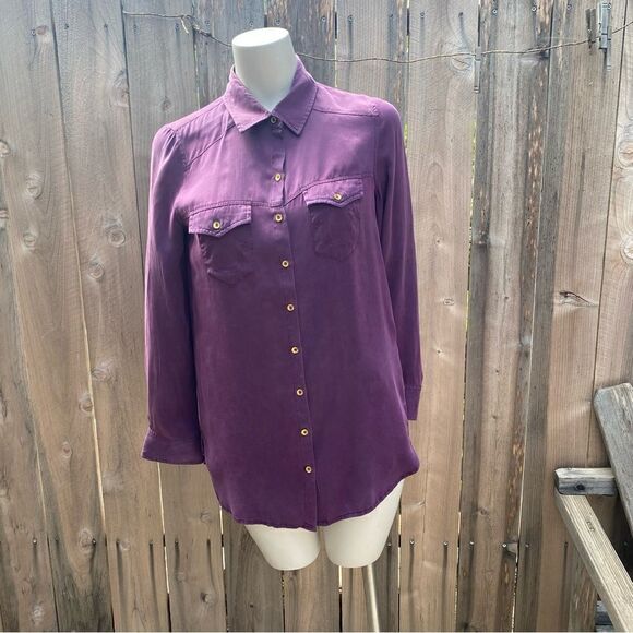 TRUE RELIGION purple silk button down size XS - Picture 4 of 12